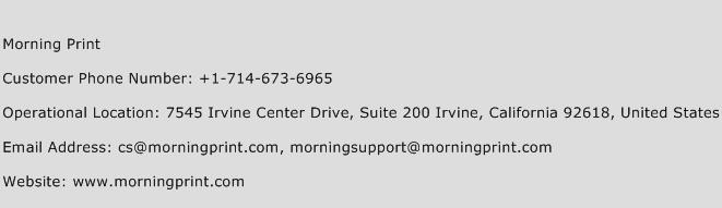 Morning Print Phone Number Customer Service