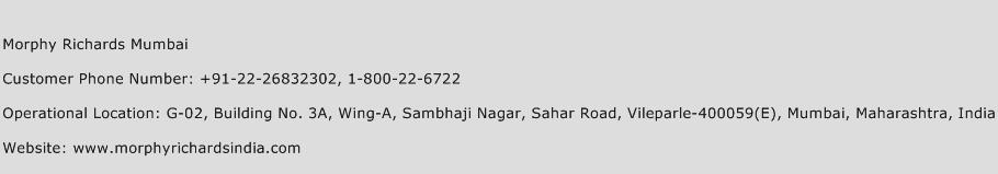 Morphy Richards Mumbai Phone Number Customer Service