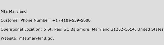 Mta Maryland Phone Number Customer Service