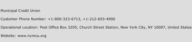 Municipal Credit Union Phone Number Customer Service