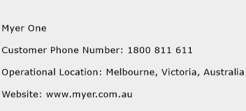 Myer One Phone Number Customer Service