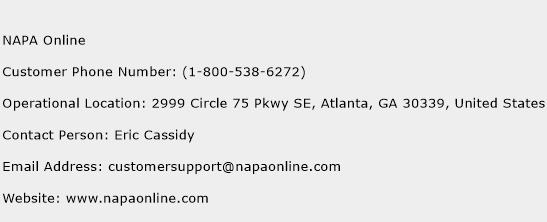 NAPA Online Phone Number Customer Service