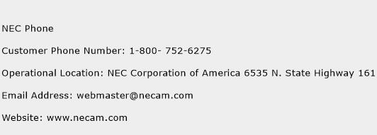 NEC Phone Phone Number Customer Service