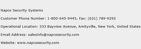 Napco Security Systems Phone Number Customer Service