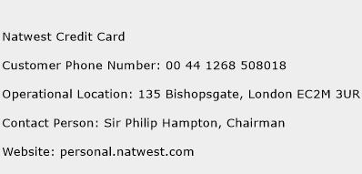 Natwest Credit Card Phone Number Customer Service