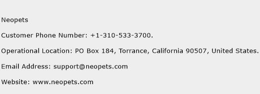 Neopets Phone Number Customer Service