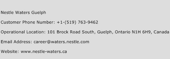 Nestle Waters Guelph Phone Number Customer Service