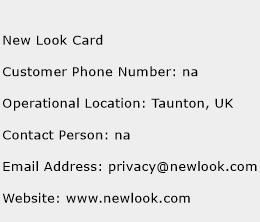 New Look Card Phone Number Customer Service