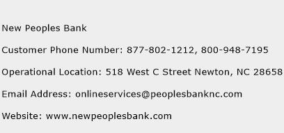 New Peoples Bank Phone Number Customer Service