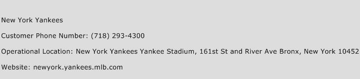 New York Yankees Phone Number Customer Service