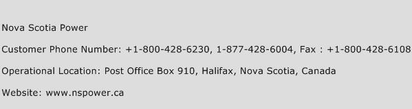 Nova Scotia Power Phone Number Customer Service