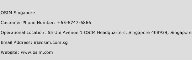 OSIM Singapore Phone Number Customer Service