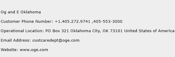 Og and E Oklahoma Phone Number Customer Service