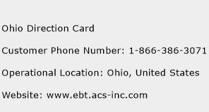 Ohio Direction Card Phone Number Customer Service