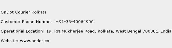 OnDot Courier Kolkata Phone Number Customer Service