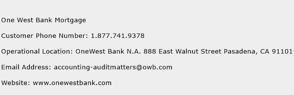 One West Bank Mortgage Phone Number Customer Service