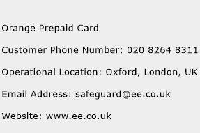 Orange Prepaid Card Phone Number Customer Service