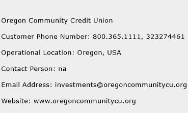 Oregon Community Credit Union Phone Number Customer Service