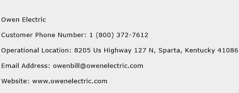 Owen Electric Phone Number Customer Service