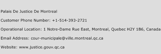 Palais De Justice De Montreal Phone Number Customer Service