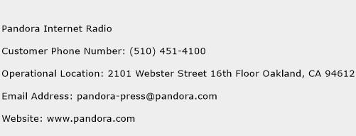 Pandora Internet Radio Phone Number Customer Service