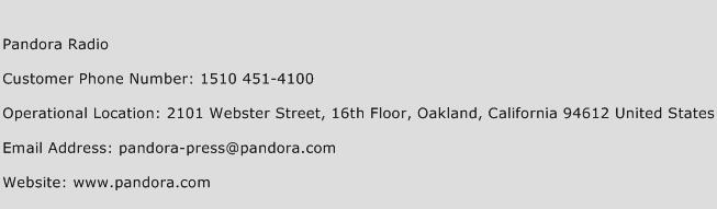 Pandora Radio Phone Number Customer Service
