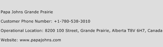Papa Johns Grande Prairie Phone Number Customer Service