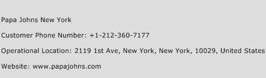 Papa Johns New York Phone Number Customer Service