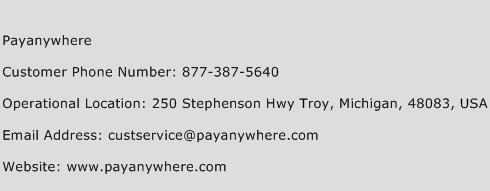 Payanywhere Phone Number Customer Service
