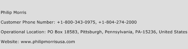 Philip Morris Phone Number Customer Service