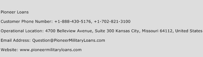 Pioneer Loans Phone Number Customer Service