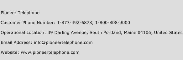 Pioneer Telephone Phone Number Customer Service