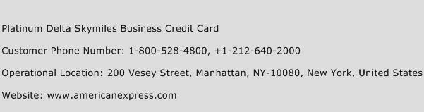 Platinum Delta Skymiles Business Credit Card Phone Number Customer Service