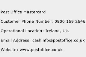 Post Office Mastercard Phone Number Customer Service