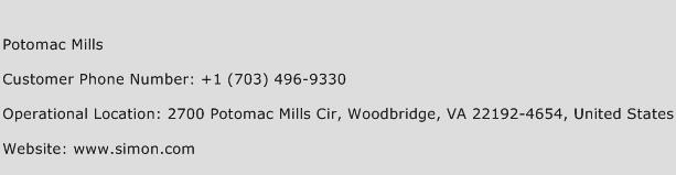 Potomac Mills Phone Number Customer Service