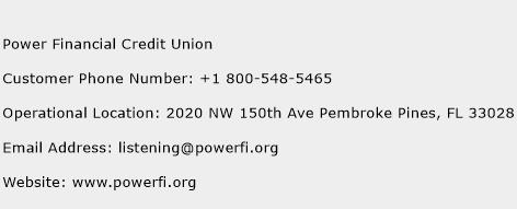 Power Financial Credit Union Phone Number Customer Service