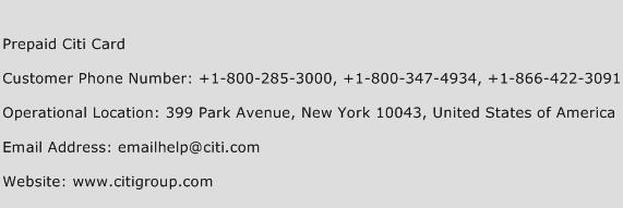 Prepaid Citi Card Phone Number Customer Service