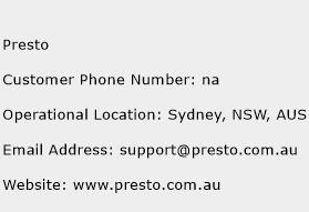 Presto Phone Number Customer Service