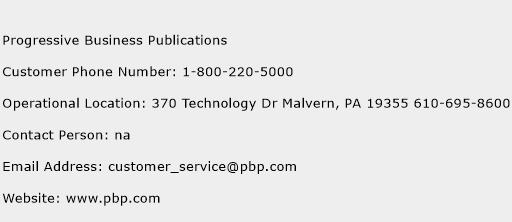 Progressive Business Publications Phone Number Customer Service