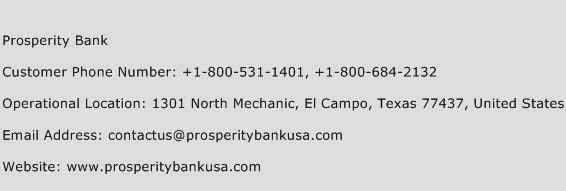Prosperity Bank Phone Number Customer Service