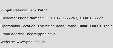 Punjab National Bank Patna Phone Number Customer Service