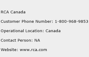 RCA Canada Phone Number Customer Service