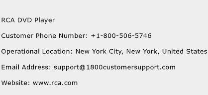 RCA DVD Player Phone Number Customer Service