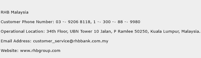 RHB Malaysia Phone Number Customer Service