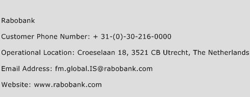 Rabobank Phone Number Customer Service