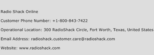 Radio Shack Online Phone Number Customer Service