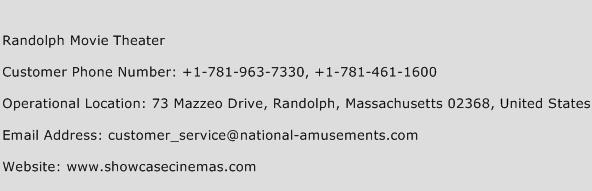 Randolph Movie Theater Phone Number Customer Service