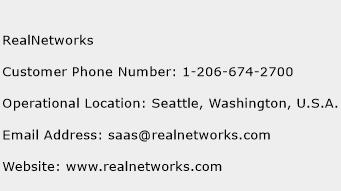 RealNetworks Phone Number Customer Service