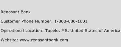 Renasant Bank Phone Number Customer Service