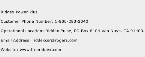 Riddex Power Plus Phone Number Customer Service